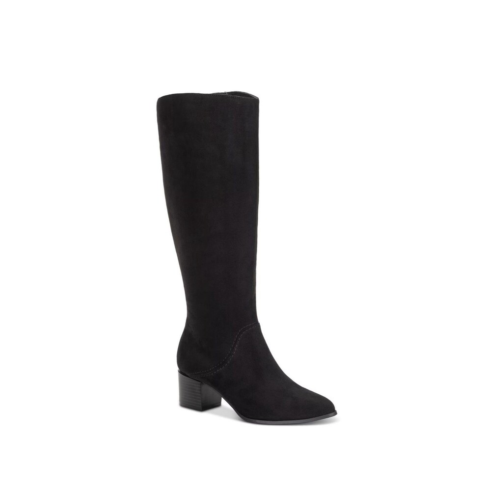 Style Co Womens 7 M Black Percyy Faux Suede Mid Calf Block Heel Boots NIB OU7